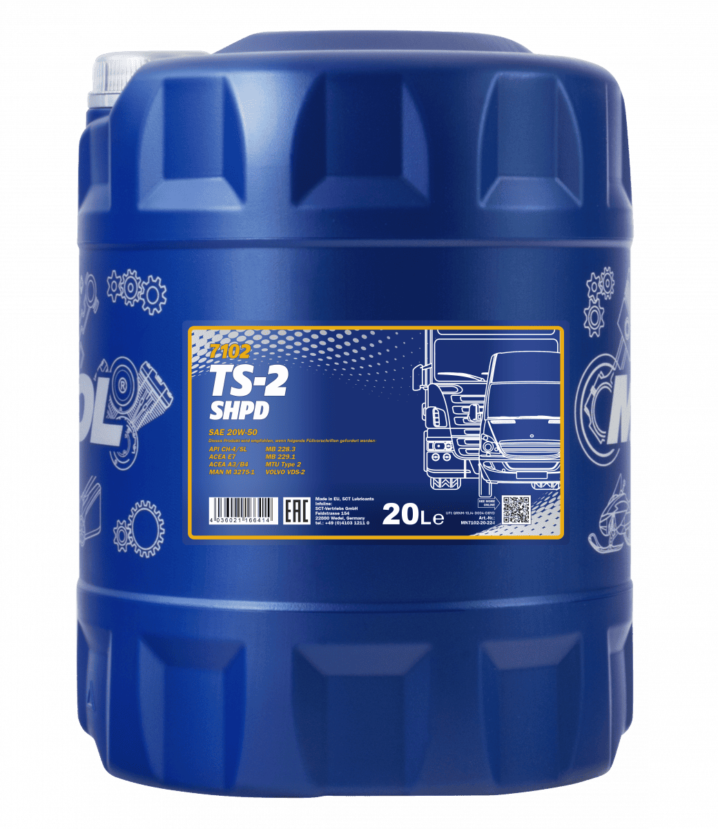 Олива моторна Mannol TS-2 SHPD 20W-50, 20 л